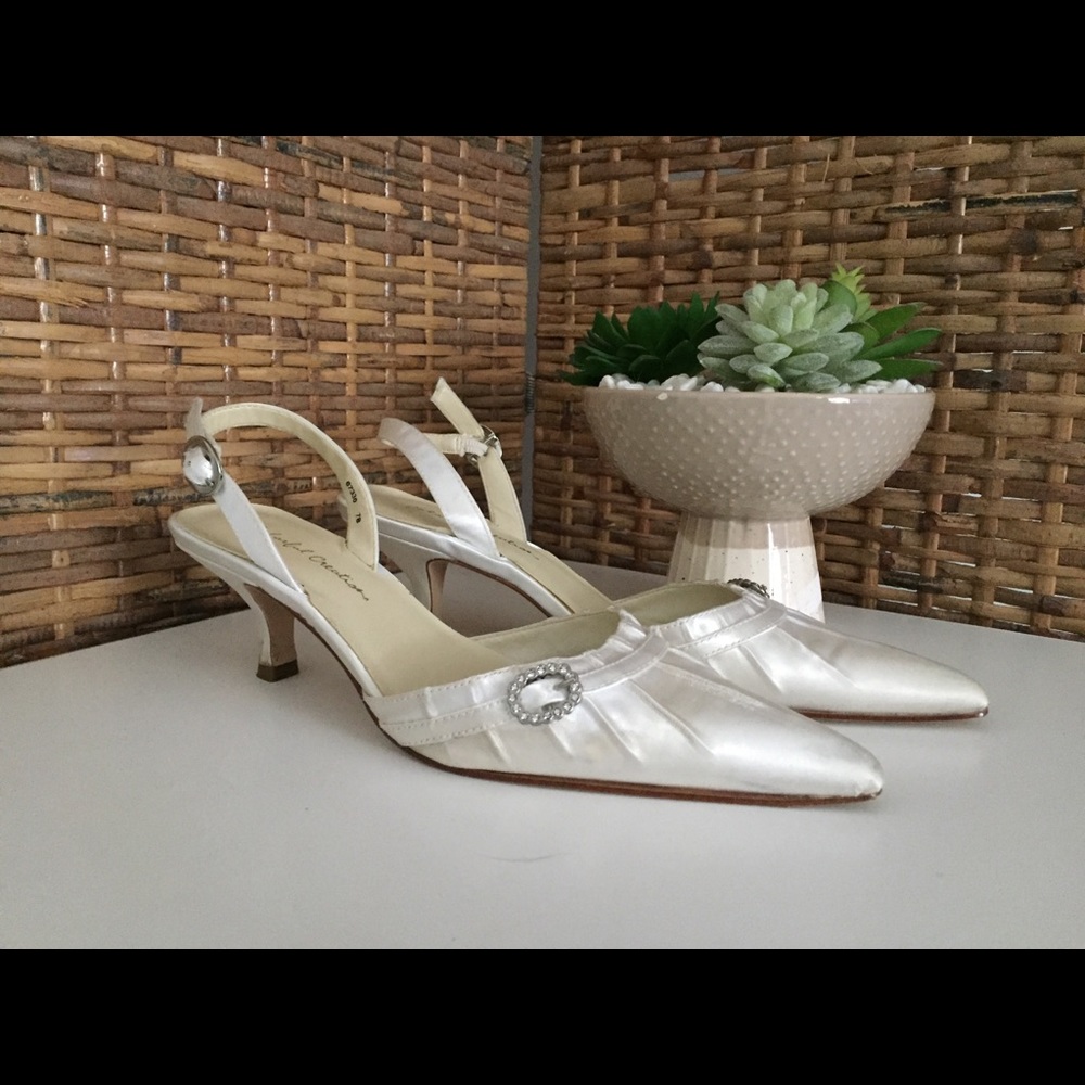White Satin wedding slippers
